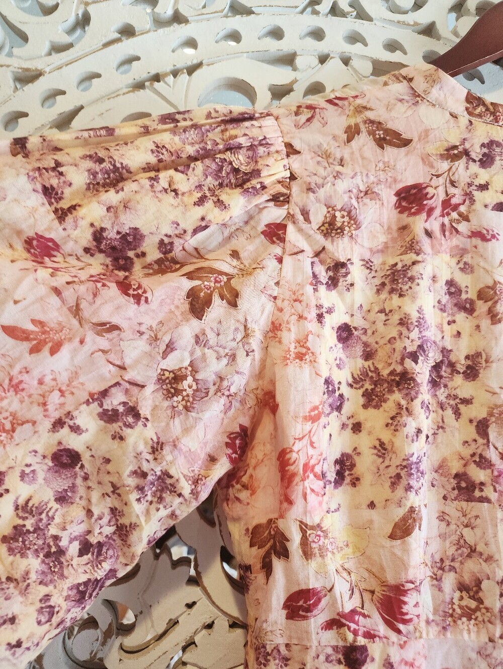 ANNA CATE FLORAL MINI DRESS LONG SLEEVES V NECKLINE PINK TONES SIZE LARGE NWT - Picture 14 of 15